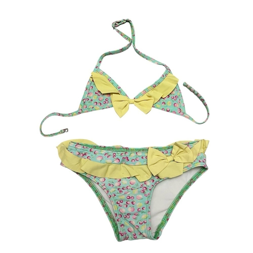 Kiwi| Kids Swimsuit Bikini with Yellow Bow Accent- Size 4